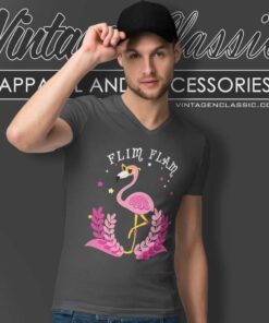 Flim Flam Cute Skating Flamingo Shirt 6 Flim Flam Cute Skating Flamingo V Neck TShirt 1