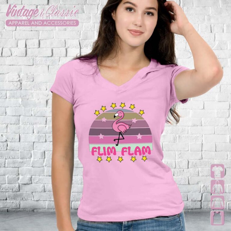 Flim Flam Flamingo Poster Vneck Flim Flam Flamingo Poster Vneck