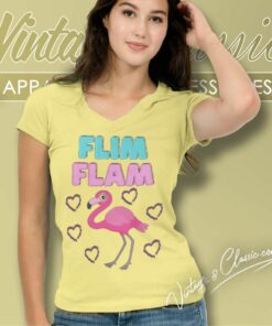 Flim Flam Love Flamingo V Neck TShirt 1