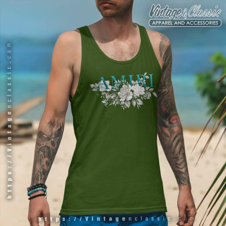 Floral Amiri Logo Tank Top Racerback Floral Amiri Logo Tank Top Racerback