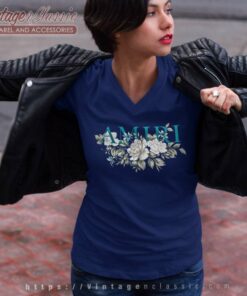 Floral Amiri Logo V Neck TShirt
