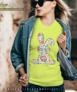 Floral Bunny Easter Vneck