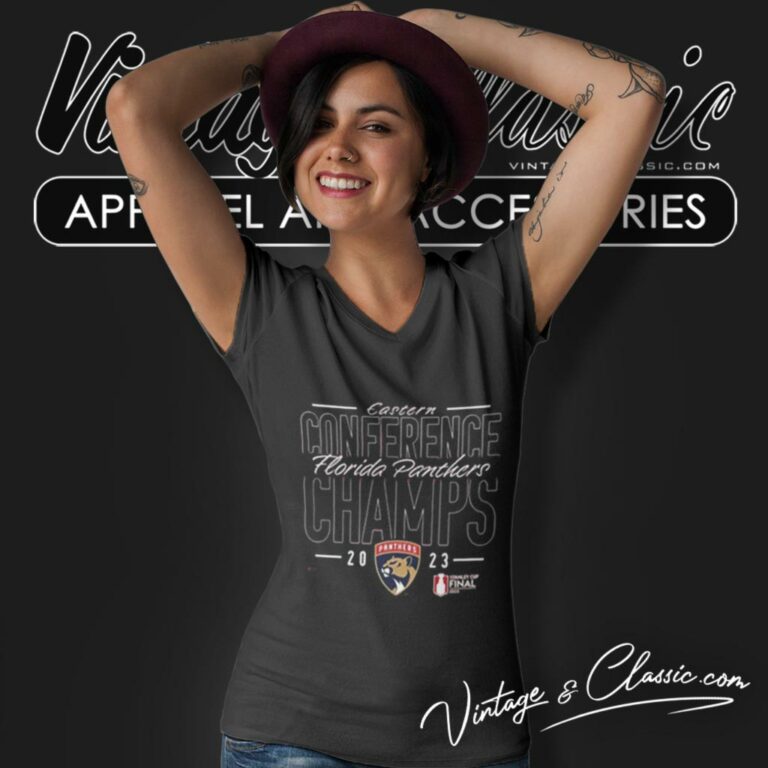 Florida Panthers 2023 Eastern Conference Champions Goal Tender V Neck TShirt Florida Panthers 2023 Eastern Conference Champions Goal Tender V Neck TShirt
