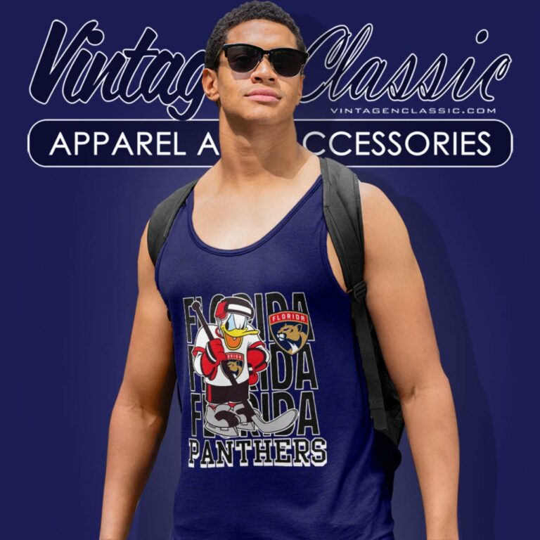 Florida Panthers Donald Duck Hockey Cartoon Tank Top Racerback Florida Panthers Donald Duck Hockey Cartoon Tank Top Racerback