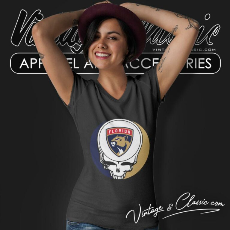 Florida Panthers Grateful Dead Steal Your Face V Neck TShirt Florida Panthers Grateful Dead Steal Your Face V Neck TShirt