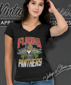 Florida Panthers Palm Trees V Neck TShirt 1