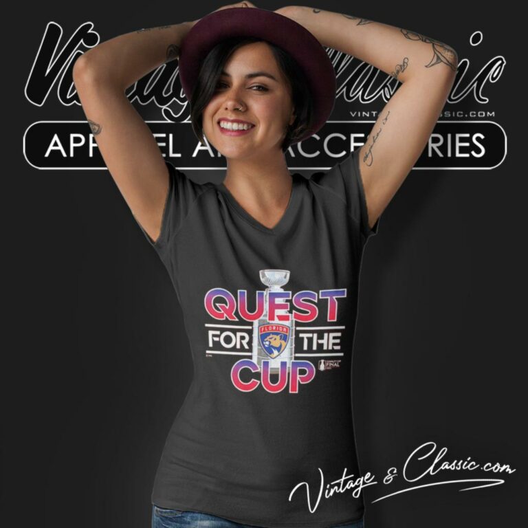 Florida Panthers Quest For The Cup Stanley Cup Final 2023 V Neck TShirt 1 Florida Panthers Quest For The Cup Stanley Cup Final 2023 V Neck TShirt 1
