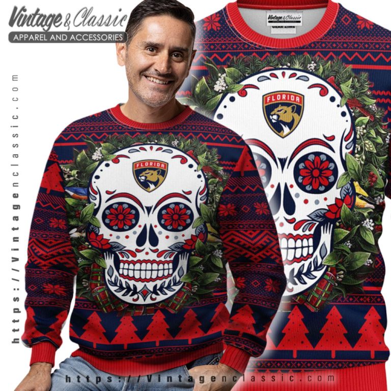 Florida Panthers Skull Ugly Christmas Sweater Men Ugly Sweater Florida Panthers Skull Ugly Christmas Sweater Men Ugly Sweater