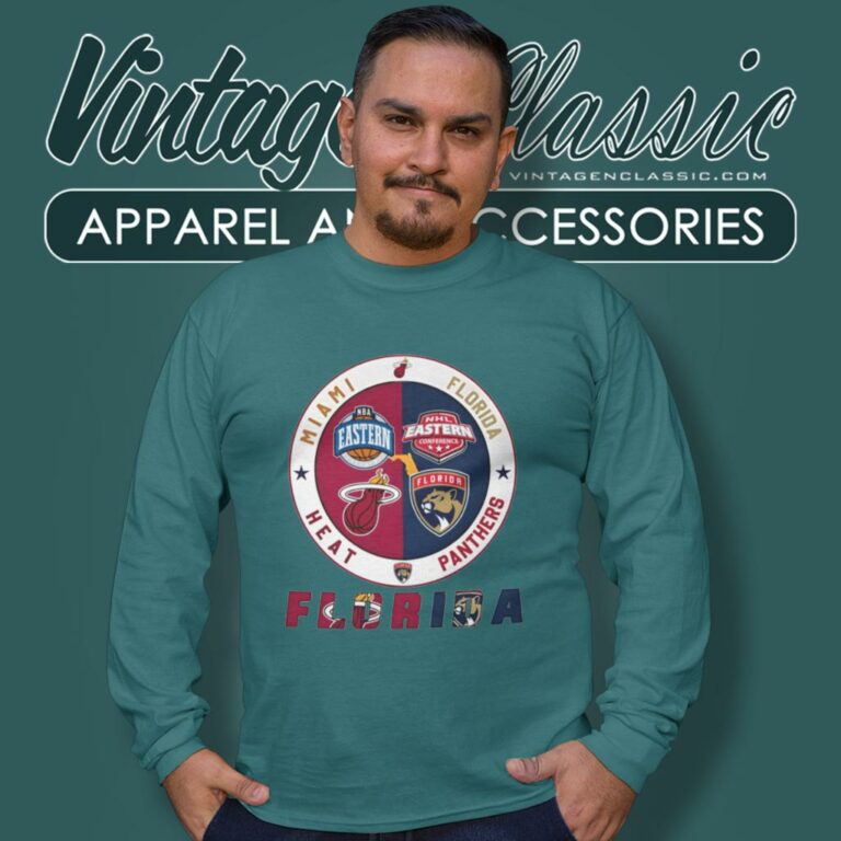 Florida Panthers Vs Miami Heat Nba Eastern Nhl Eastern Conference Long Sleeve Tee Florida Panthers Vs Miami Heat Nba Eastern Nhl Eastern Conference Long Sleeve Tee