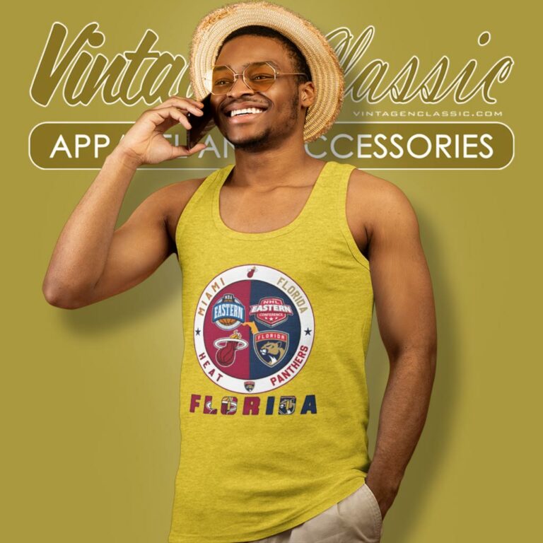 Florida Panthers Vs Miami Heat Nba Eastern Nhl Eastern Conference Tank Top Racerback Florida Panthers Vs Miami Heat Nba Eastern Nhl Eastern Conference Tank Top Racerback