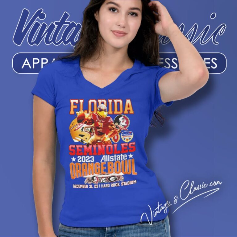 Florida Seminoles 2023 Allstate Orange Bowl December 31 2023 Hard Rock Stadium V Neck TShirt Florida Seminoles 2023 Allstate Orange Bowl December 31 2023 Hard Rock Stadium V Neck TShirt