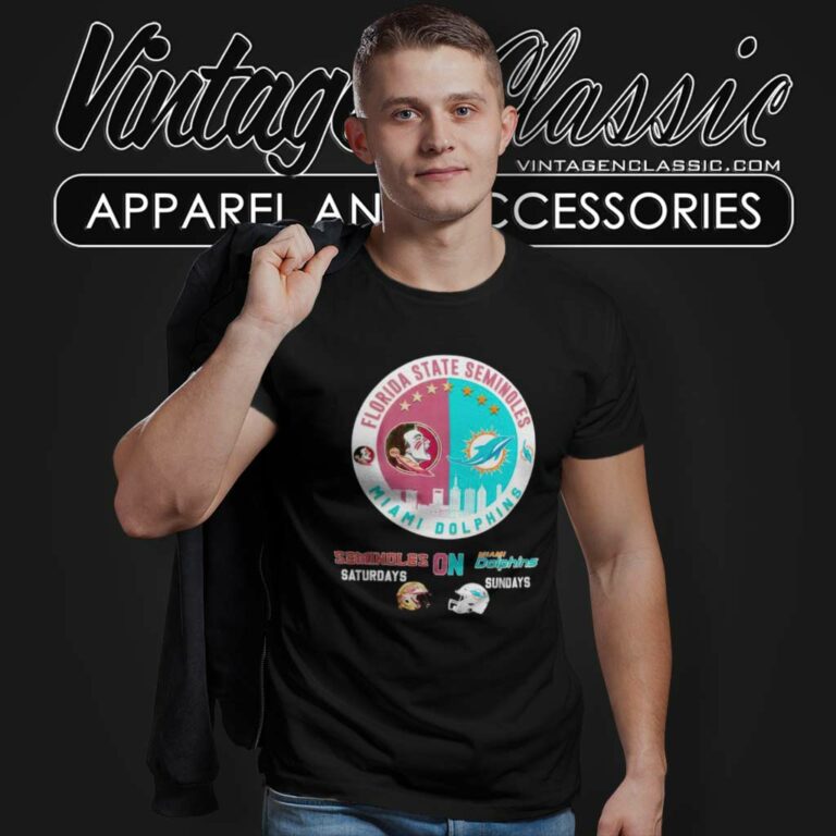 Florida State On Saturdays And Dolphins On Sundays Helmet T Shirt Florida State On Saturdays And Dolphins On Sundays Helmet T Shirt