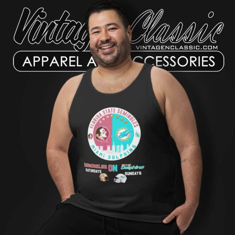 Florida State On Saturdays And Dolphins On Sundays Helmet Tank Top Racerback Florida State On Saturdays And Dolphins On Sundays Helmet Tank Top Racerback