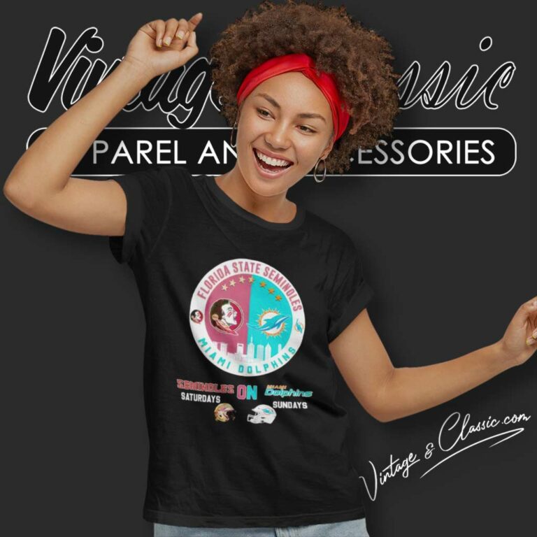 Florida State On Saturdays And Dolphins On Sundays Helmet Women TShirt Florida State On Saturdays And Dolphins On Sundays Helmet Women TShirt