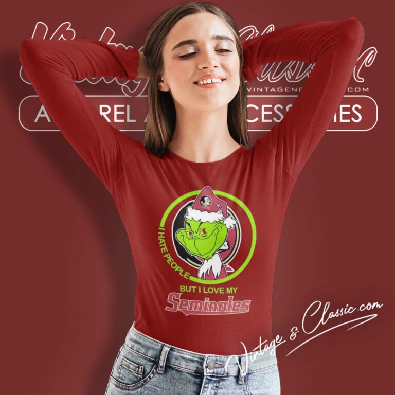 Florida State Seminoles Ncaa Christmas Grinch Shirt I Hate People But I Love My Florida State Long Sleeve Tee Florida State Seminoles Ncaa Christmas Grinch Shirt I Hate People But I Love My Florida State Long Sleeve Tee