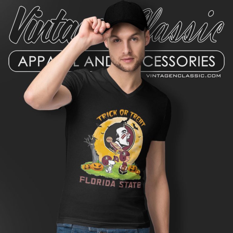 Florida State Seminoles Shirt Snoopy Trick Or Treat Halloween V Neck TShirt Florida State Seminoles Shirt Snoopy Trick Or Treat Halloween V Neck TShirt