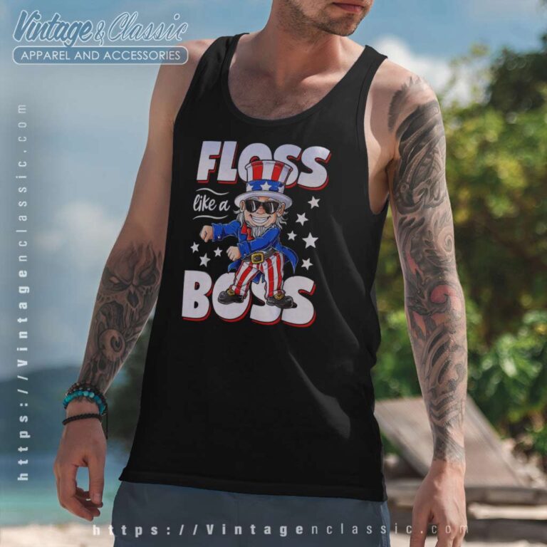 Floss Like A Boss 4th Of July Tank Top Racerback Floss Like A Boss 4th Of July Tank Top Racerback