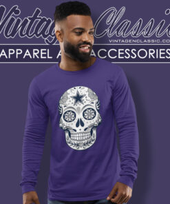 Flower Skull Dallas Cowboys Long Sleeve Tee