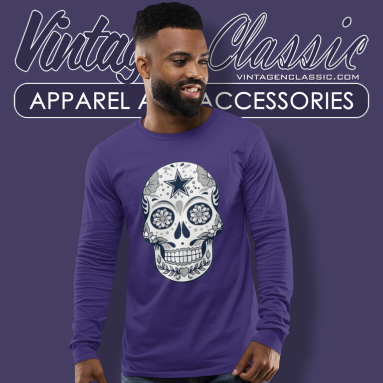 Flower Skull Dallas Cowboys Long Sleeve Tee Flower Skull Dallas Cowboys Long Sleeve Tee