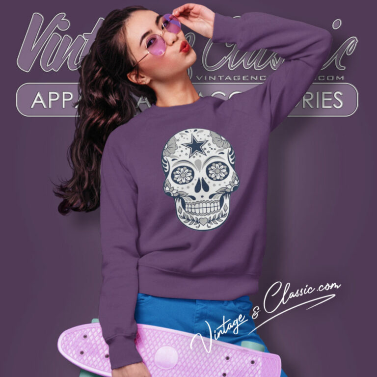 Flower Skull Dallas Cowboys Sweatshirt Flower Skull Dallas Cowboys Sweatshirt