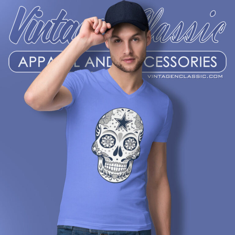 Flower Skull Dallas Cowboys V Neck TShirt Flower Skull Dallas Cowboys V Neck TShirt