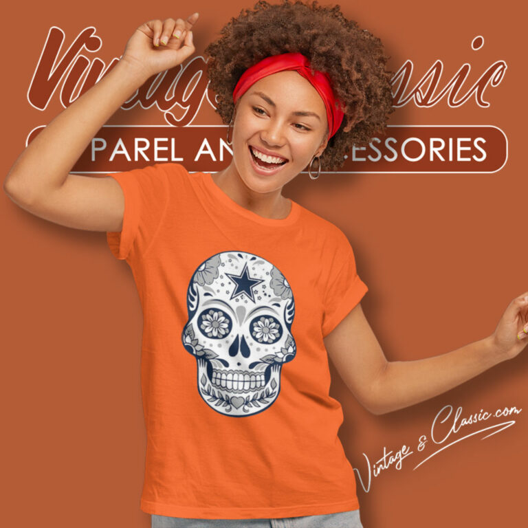 Flower Skull Dallas Cowboys Women T Shirt Flower Skull Dallas Cowboys Women T Shirt