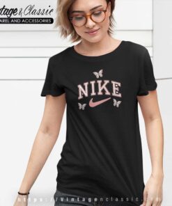 Flowers Butterfly Nike Logo Shirt 7 Flowers Butterfly Nike Logo Tshirt Women