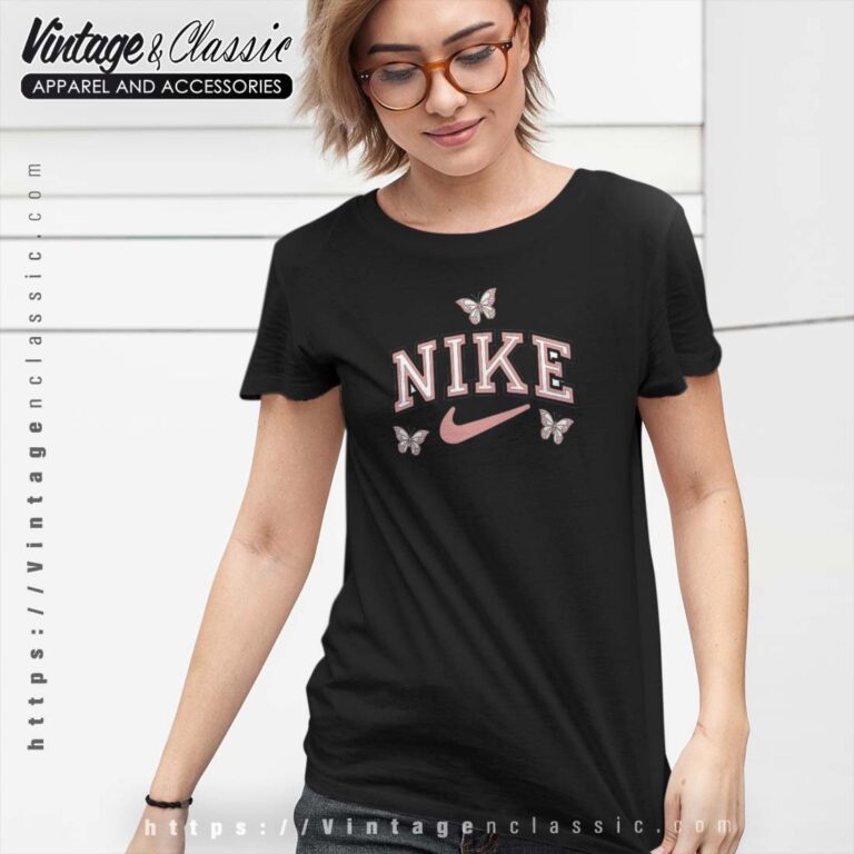Flowers Butterfly Nike Logo Tshirt Women Flowers Butterfly Nike Logo Tshirt Women