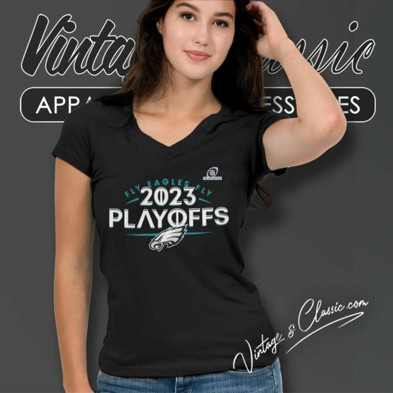 Fly Eagles Fly Eagles 2023 Nfl Playoffs V Neck TShirt Fly Eagles Fly Eagles 2023 Nfl Playoffs V Neck TShirt