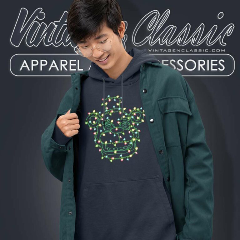 Fnaf Christmas Lights Freddy Face Hoodie Fnaf Christmas Lights Freddy Face Hoodie