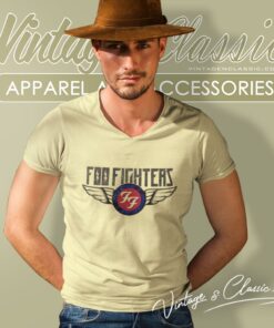 Foo Fighters Flash Wings Band Logo V Neck TShirt