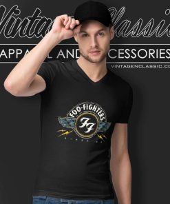 Foo Fighters Logo Lightning V Neck TShirt