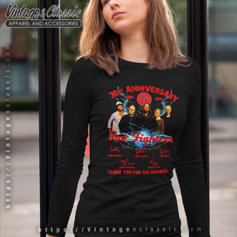 Foo Fighters Shirt 30 Years Thank You For The Memories Signatures Long Sleeve Tee Foo Fighters Shirt 30 Years Thank You For The Memories Signatures Long Sleeve Tee