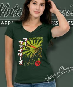 Foo Fighters Shirt Laser Eyes Green Dragon Mens Soft V Neck TShirt