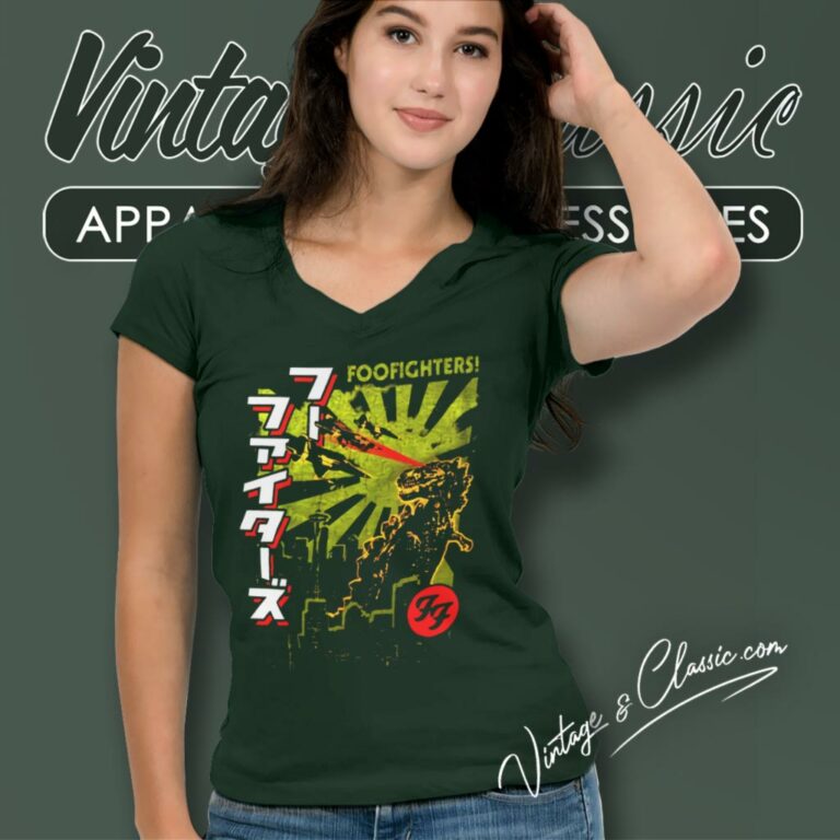 Foo Fighters Shirt Laser Eyes Green Dragon Mens Soft V Neck TShirt Foo Fighters Shirt Laser Eyes Green Dragon Mens Soft V Neck TShirt