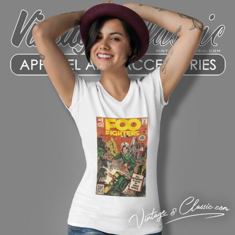 Foo Fighters Shirt Self Titled Comic Book Art V Neck TShirt Foo Fighters Shirt Self Titled Comic Book Art V Neck TShirt