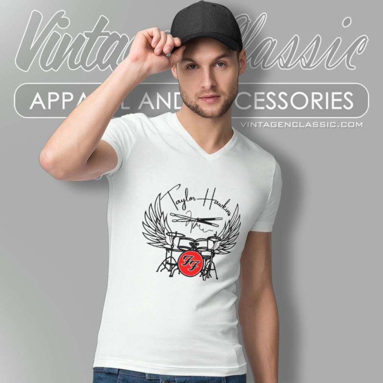 Foo Fighters Shirt Taylor Hawkins Signature V Neck TShirt Foo Fighters Shirt Taylor Hawkins Signature V Neck TShirt