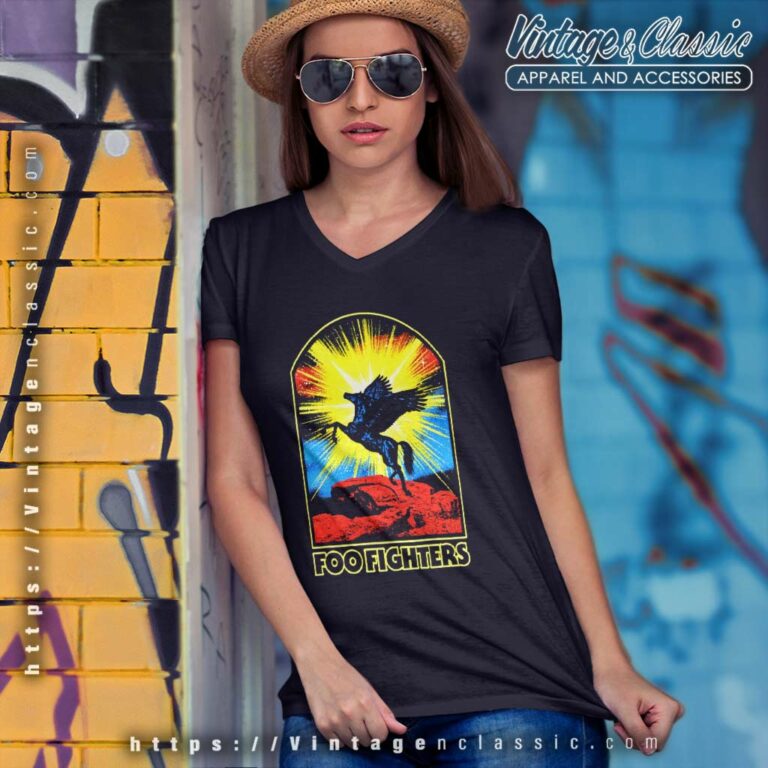 Foo Fighters Shirt Winged Horse Band Logo V Neck TShirt Foo Fighters Shirt Winged Horse Band Logo V Neck TShirt