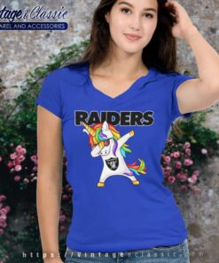 Football Funny Unicorn Oakland Raiders V Neck TShirt