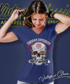 Fordham University Harley Davidson Skull V Neck TShirt