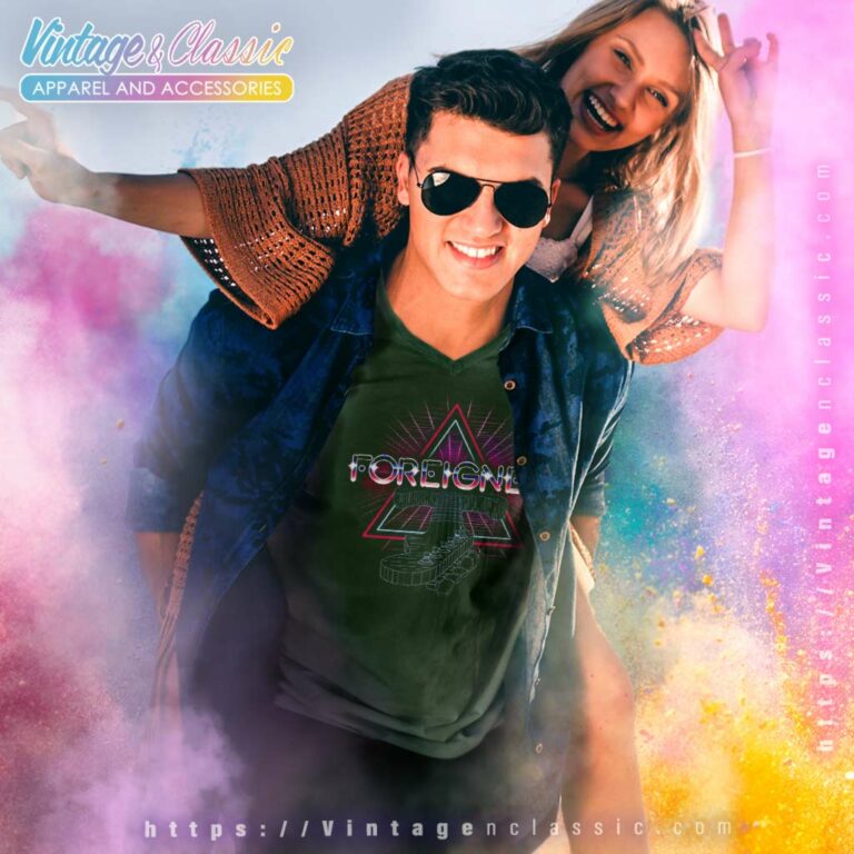 Foreigner Neon Guitar V Neck TShirt Foreigner Neon Guitar V Neck TShirt