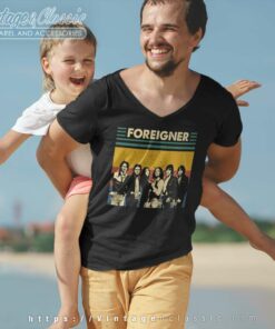 Foreigner Retro Vintage V Neck TShirt