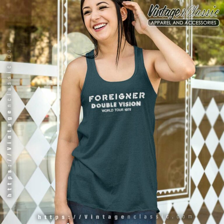 Foreigner Shirt Double Vision World Tour Tank Top Racerback Foreigner Shirt Double Vision World Tour Tank Top Racerback