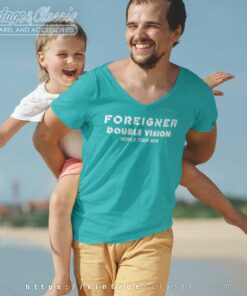 Foreigner Shirt Double Vision World Tour V Neck TShirt