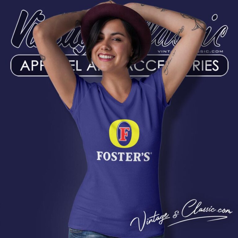 Fosters Lager Beer Logo V Neck TShirt Fosters Lager Beer Logo V Neck TShirt