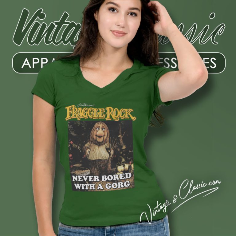 Fraggle Rock Never Bored With A Gorg V Neck TShirt Fraggle Rock Never Bored With A Gorg V Neck TShirt