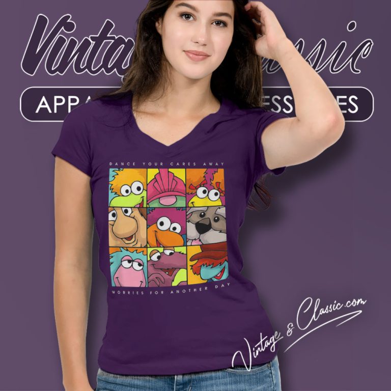 Fraggle Rock Tv Show Shirt Dance Your Cares Away V Neck TShirt Fraggle Rock Tv Show Shirt Dance Your Cares Away V Neck TShirt
