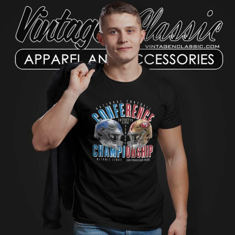 Francisco 49ers Vs Detroit Lions 2023 Nfc Championship Matchup T Shirt Francisco 49ers Vs Detroit Lions 2023 Nfc Championship Matchup T Shirt