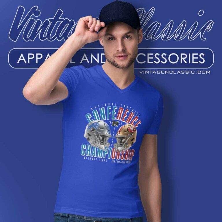 Francisco 49ers Vs Detroit Lions 2023 Nfc Championship Matchup V Neck TShirt Francisco 49ers Vs Detroit Lions 2023 Nfc Championship Matchup V Neck TShirt