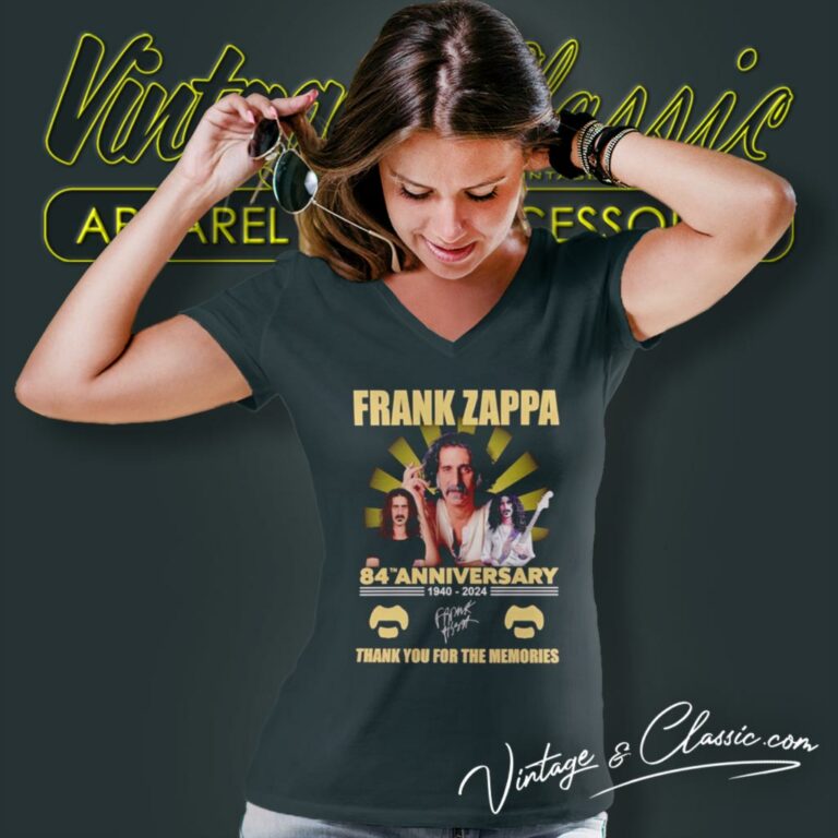 Frank Zappa 84th Anniversary V Neck TShirt Frank Zappa 84th Anniversary V Neck TShirt